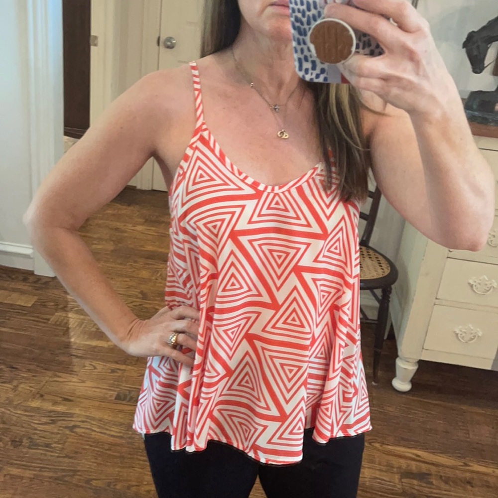 Orange and white fly away tank top